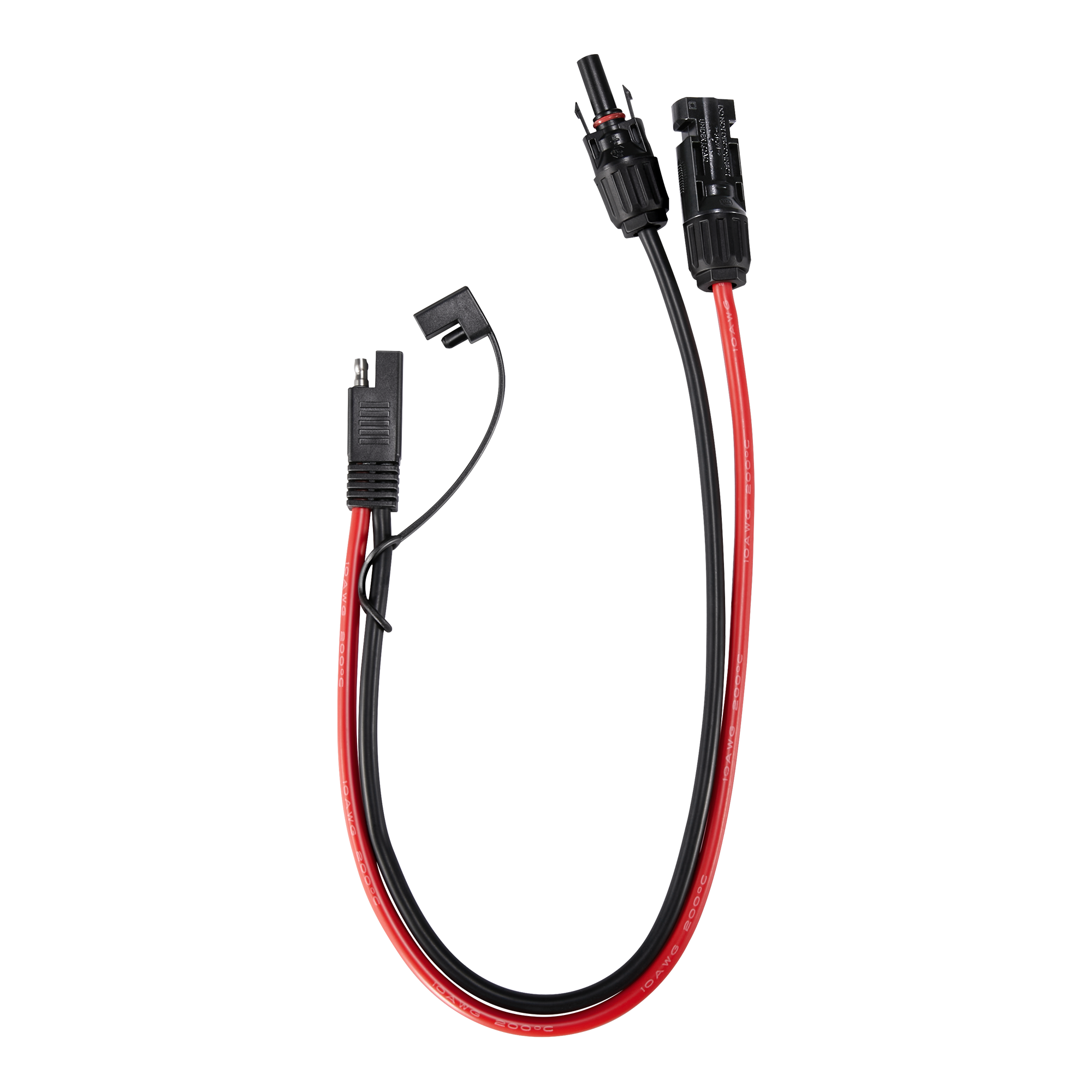 Full length view of Rich Solar RS-M2S solar connector to SAE adapter cable