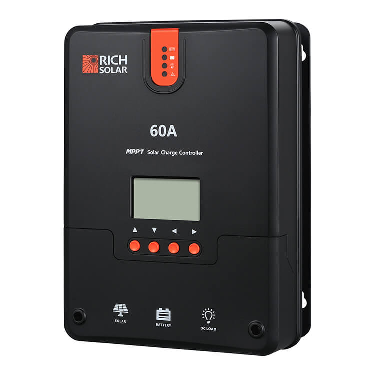 Rich Solar 60A MPPT solar charge controller included in the RS-K12004 1200 Watt Solar Kit