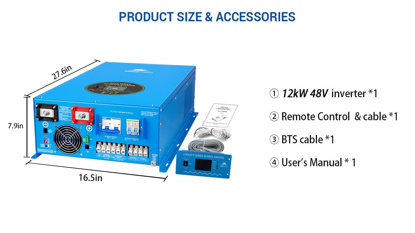 12kw 48v split phase inverter AC input 240V AC output 120V/240V (without MPPT)