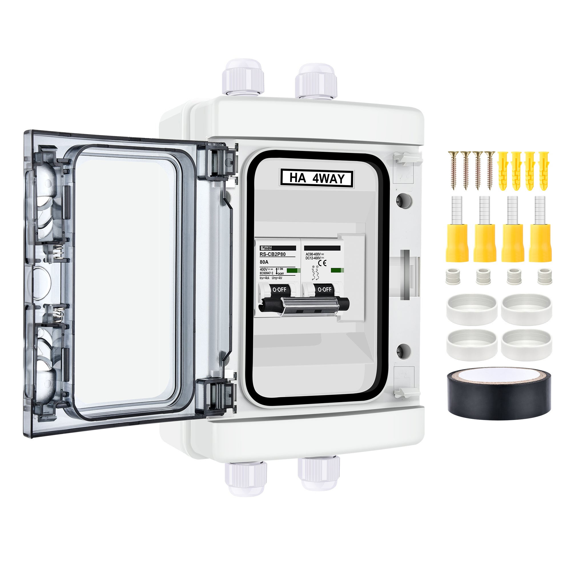 Rich Solar RS-CB2P80 80A 2 pole outdoor circuit breaker box open enclosure