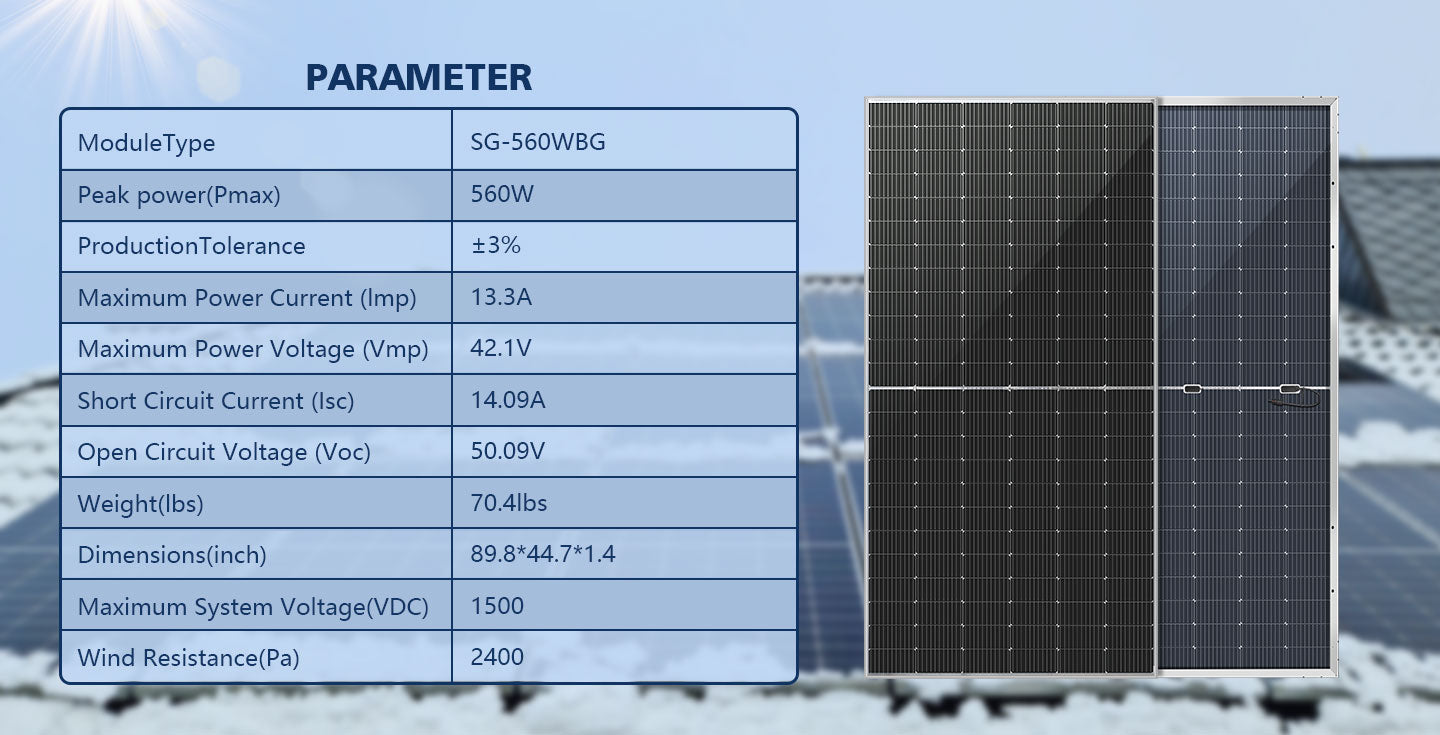 560 Watt Bifacial N-Type Solar Panel