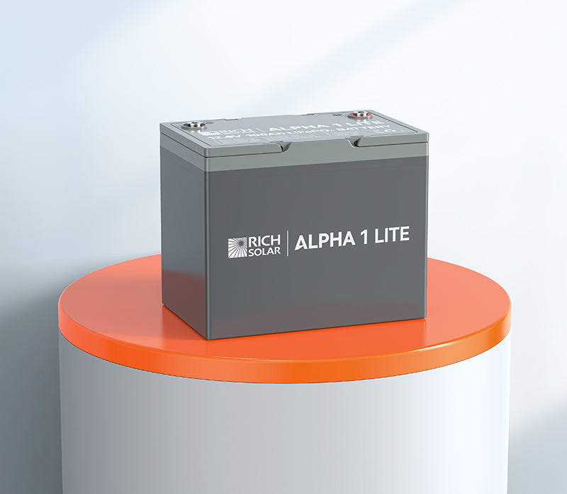 Rich Solar ALPHA 1 LITE compact 12V 100Ah lithium battery with lightweight design