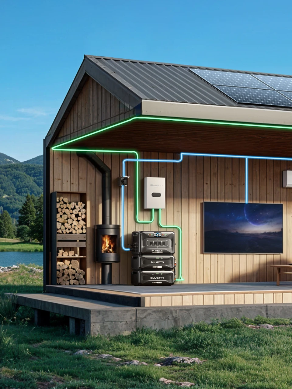 BLUETTI Apex 300 off-grid cabin power
