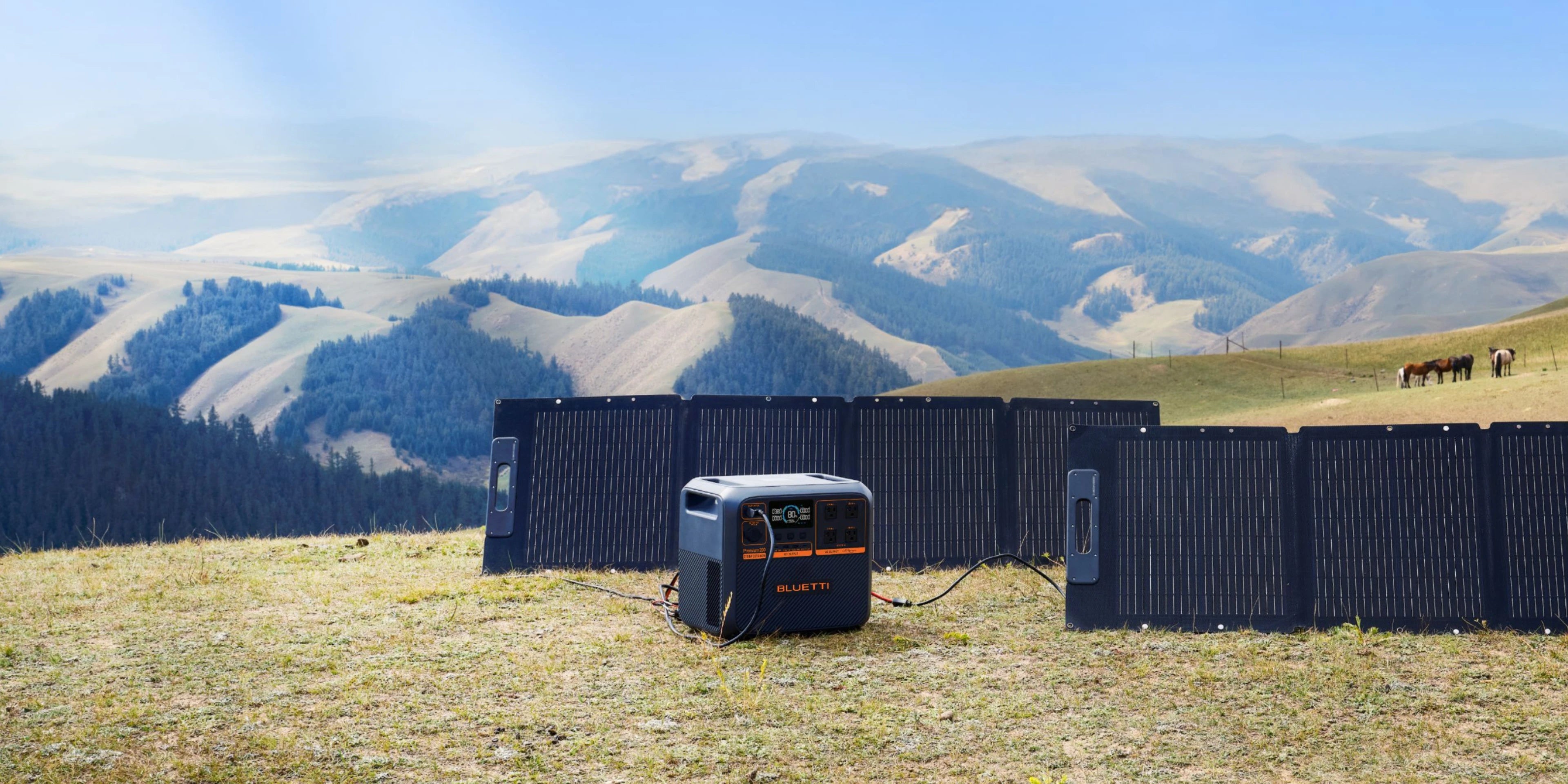 BLUETTI Premium 200 V2 solar charging setup