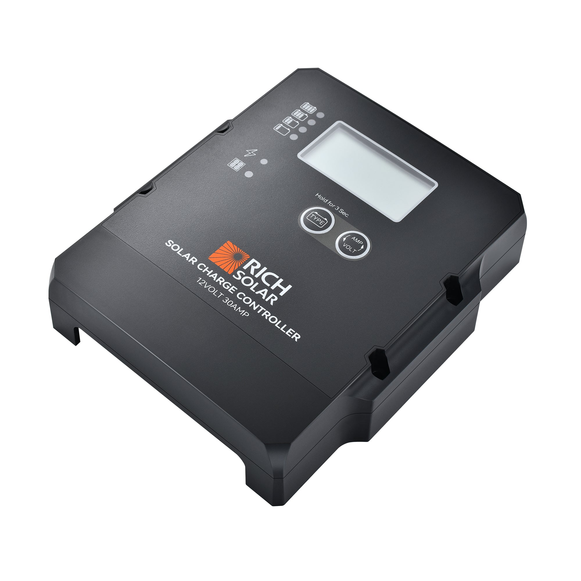 Rich Solar BRAVO 30 PWM solar controller compact side angle