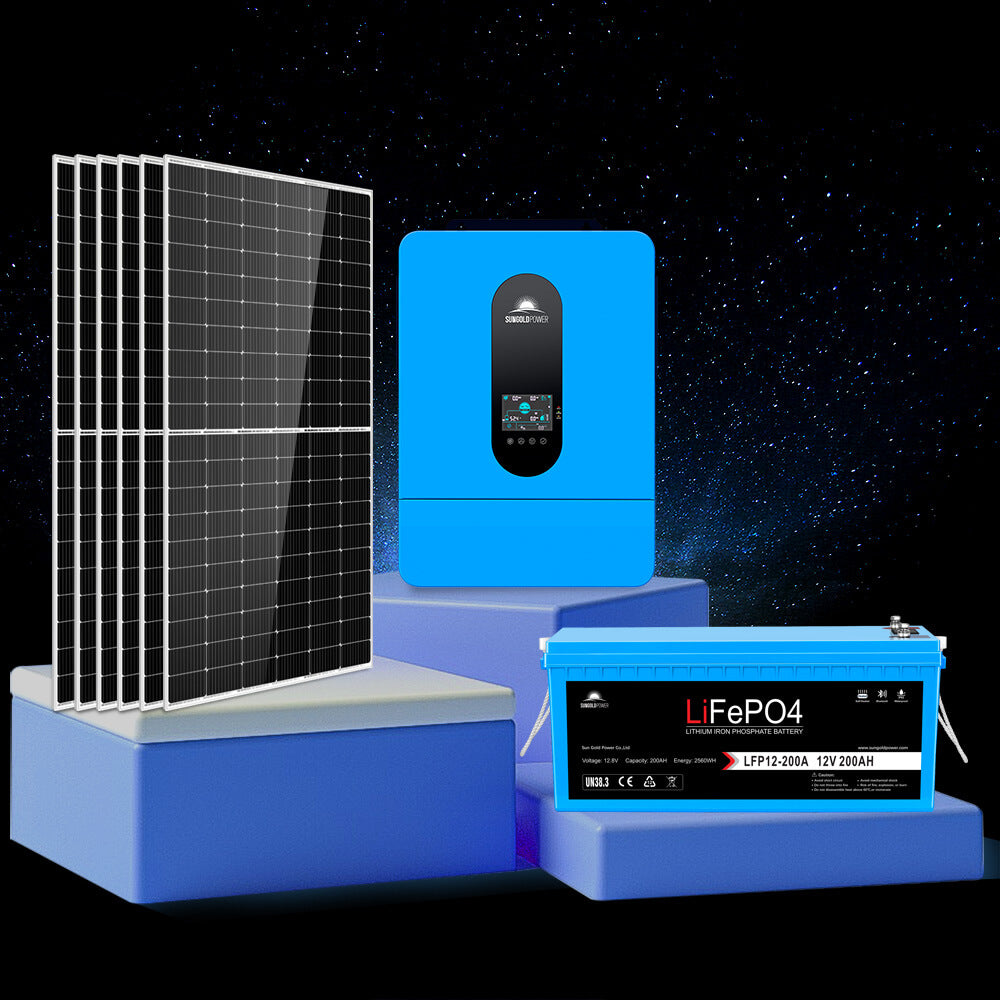 Complete off Grid Solar Kit 6500W 48V 120V/240V output 10.24KWH Lithium Battery 2700 Watt Solar Panel SGK-65PRO