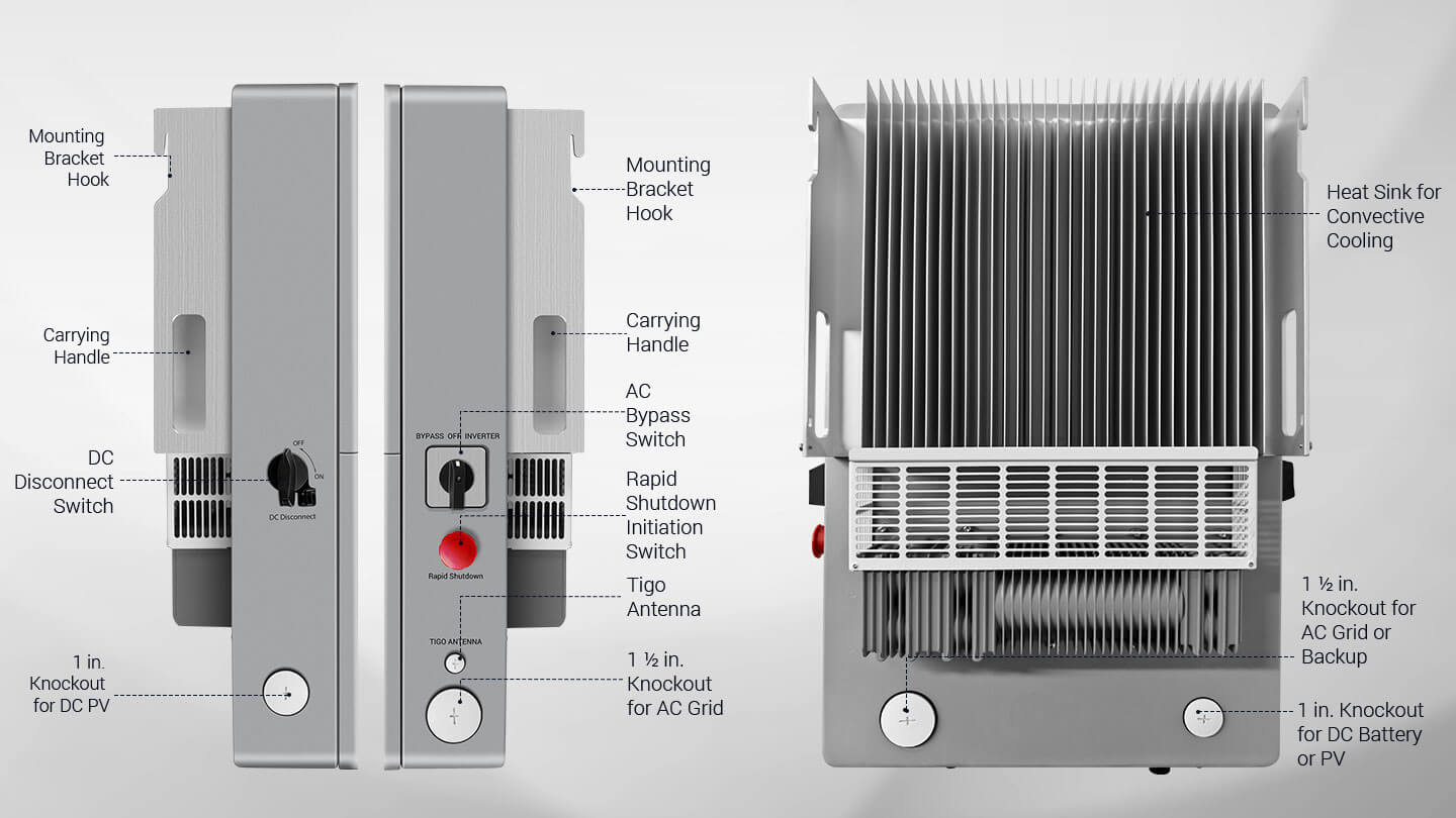 High Voltage 11.4KW Hybrid Split Phase Inverter with APS Transmitter