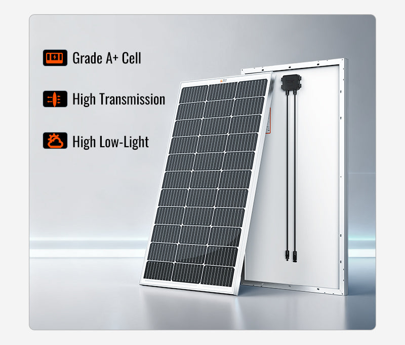 Rich Solar MEGA 100 Grade A+ monocrystalline cell performance low-light