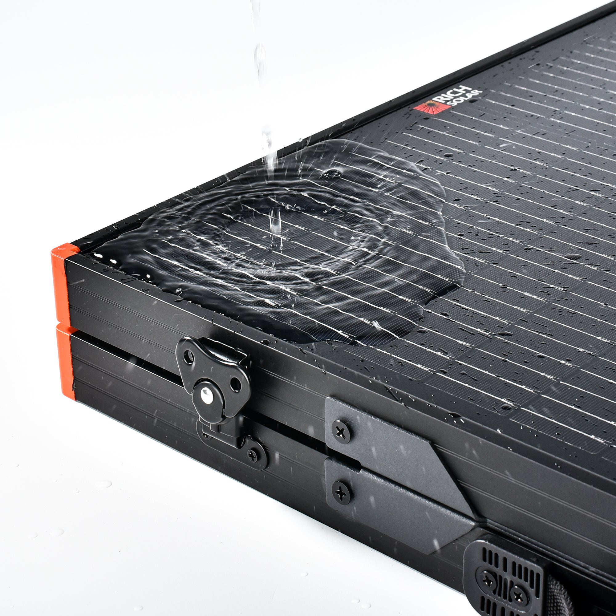 Rich Solar MEGA 100 Briefcase panel deployed at campsite in use