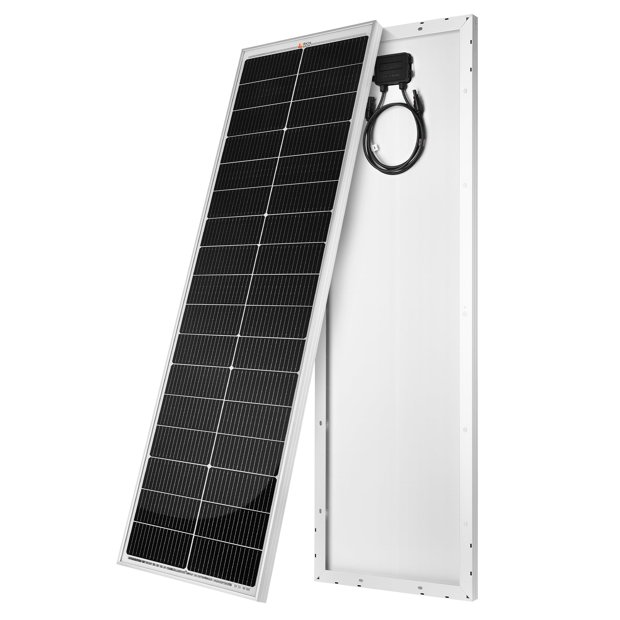 Rich Solar MEGA 100 SLIM solar panel side profile narrow width view