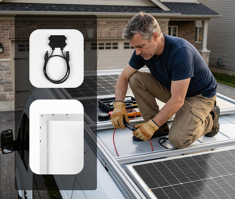 Rich Solar MEGA 100 SLIM pre-drilled holes 4ft MC4 cables easy installation