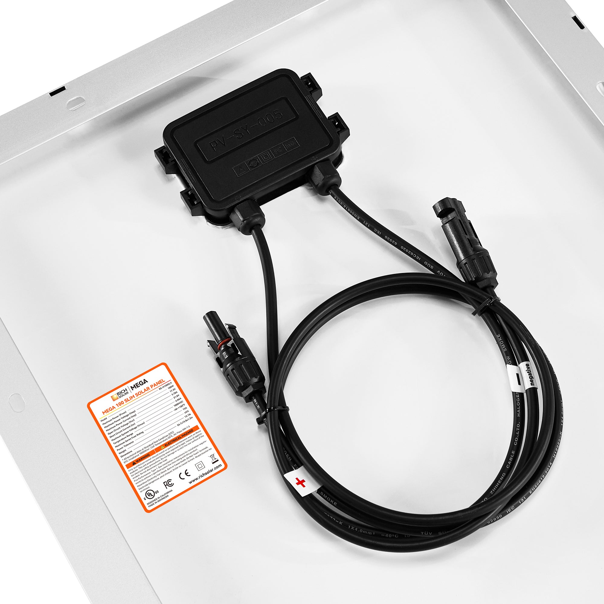 Rich Solar MEGA 100 SLIM SLX pre-drilled mounting holes frame corner detail