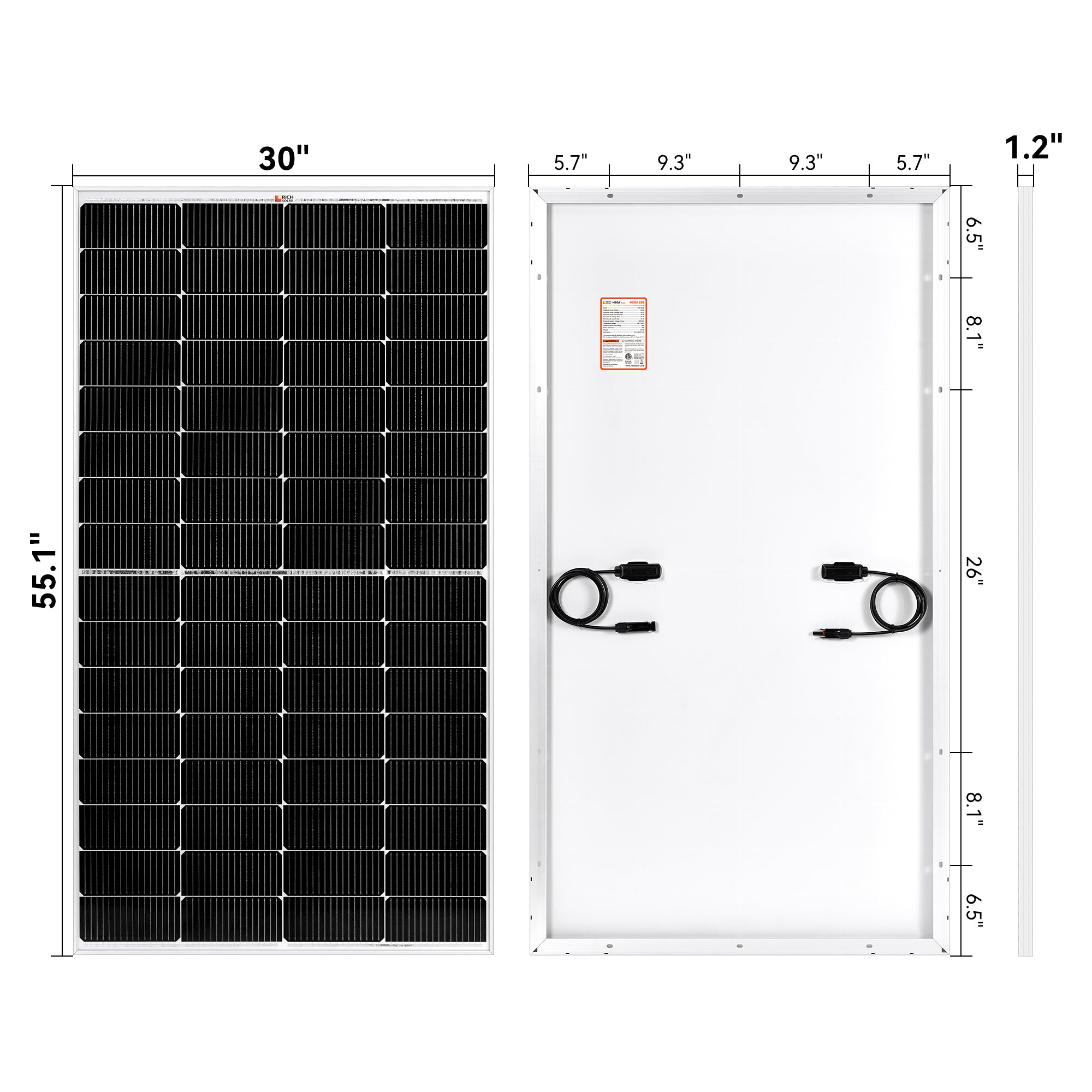 Rich Solar MEGA 220 plug-and-play MC4 connectors and mounting