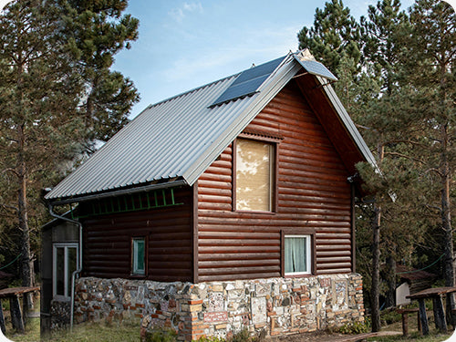 Solar panels used on a cabin roof
