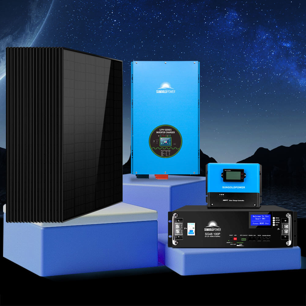 Off-Grid Solar Kit 15000W 48VDC 120V/240V LiFePO4 30.72KWH Lithium Battery 20 X 415 Watts Solar Panels SGR- 15K20E