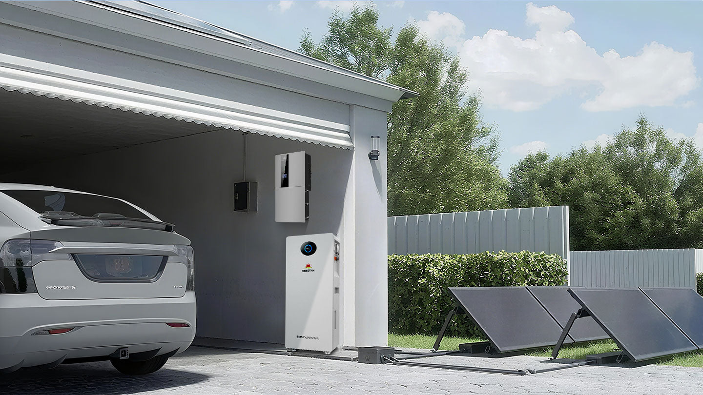 SunGoldPower PowerMax 314Ah outdoor battery used with solar panels and a home backup energy system