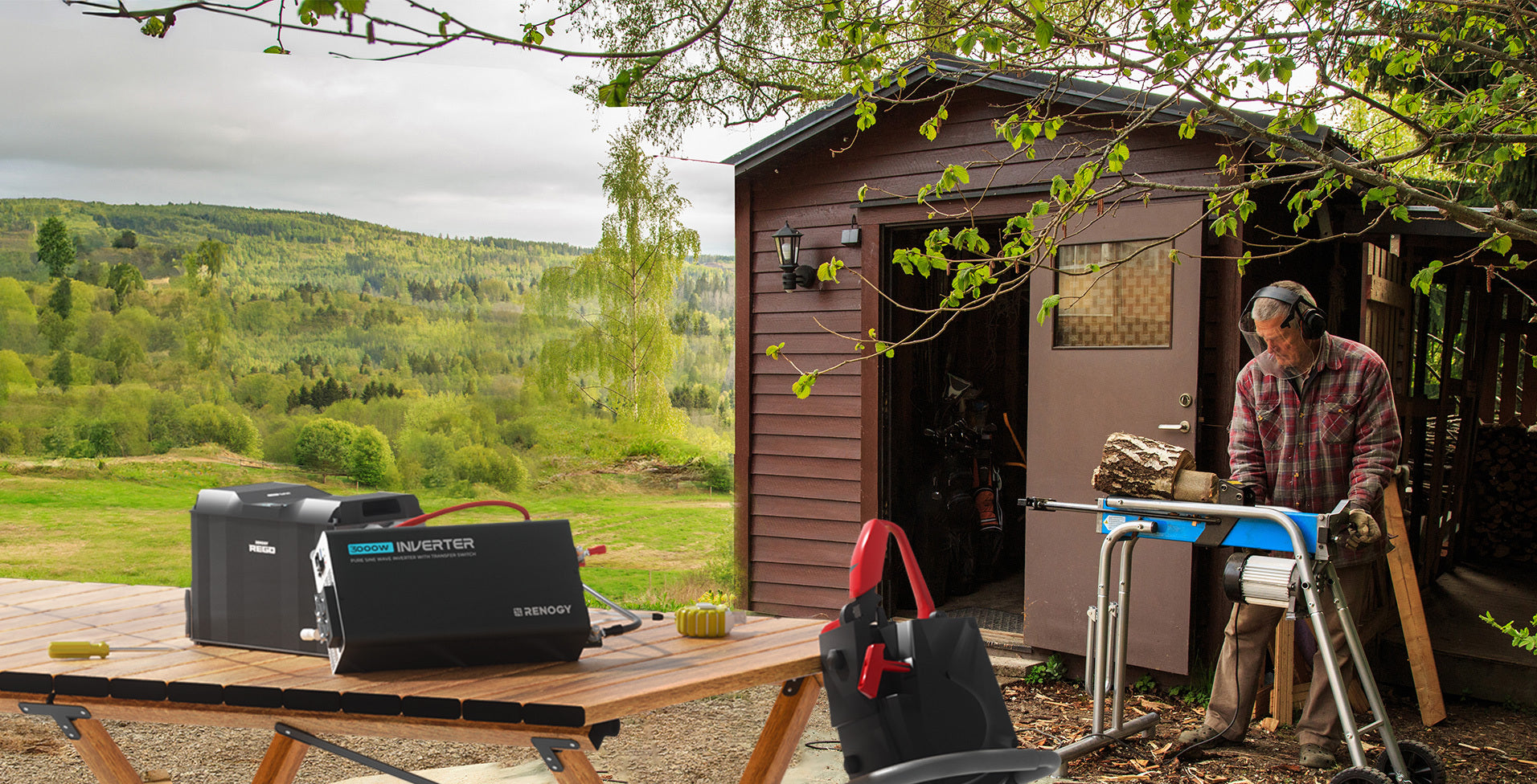 Renogy inverter supporting a garden shed power setup