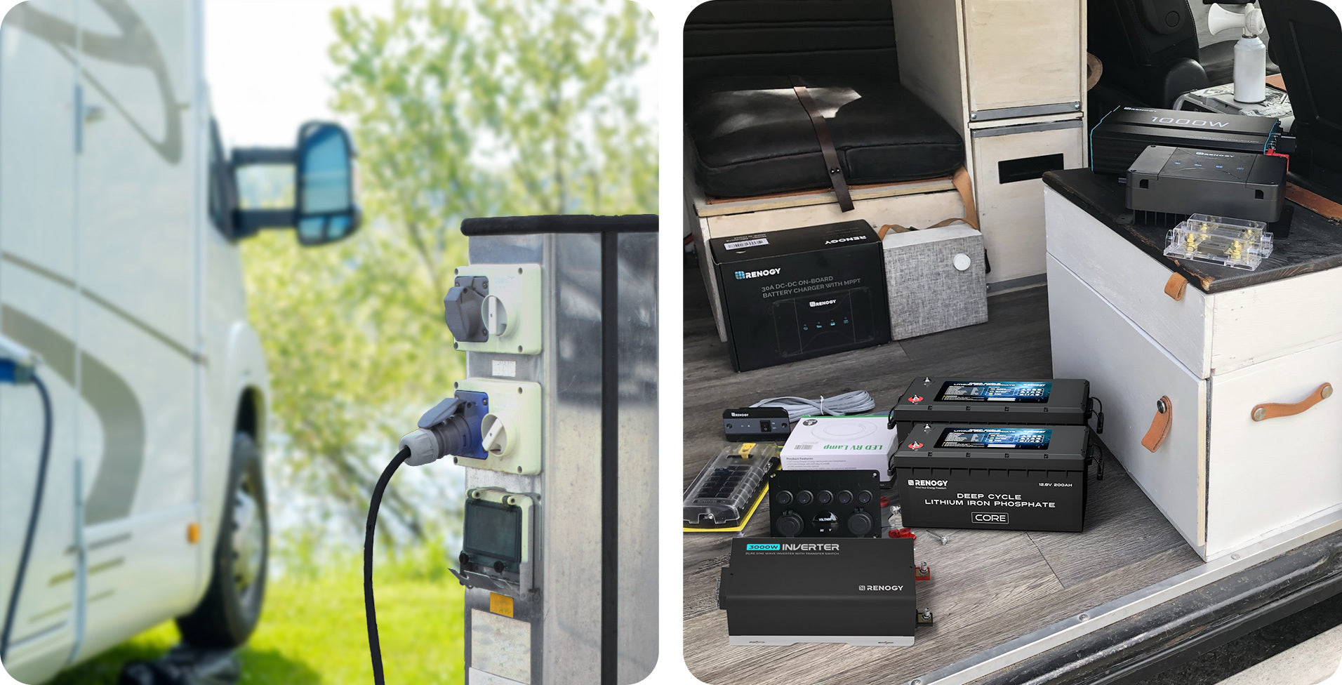 UPS transfer switch backup power system for RV use