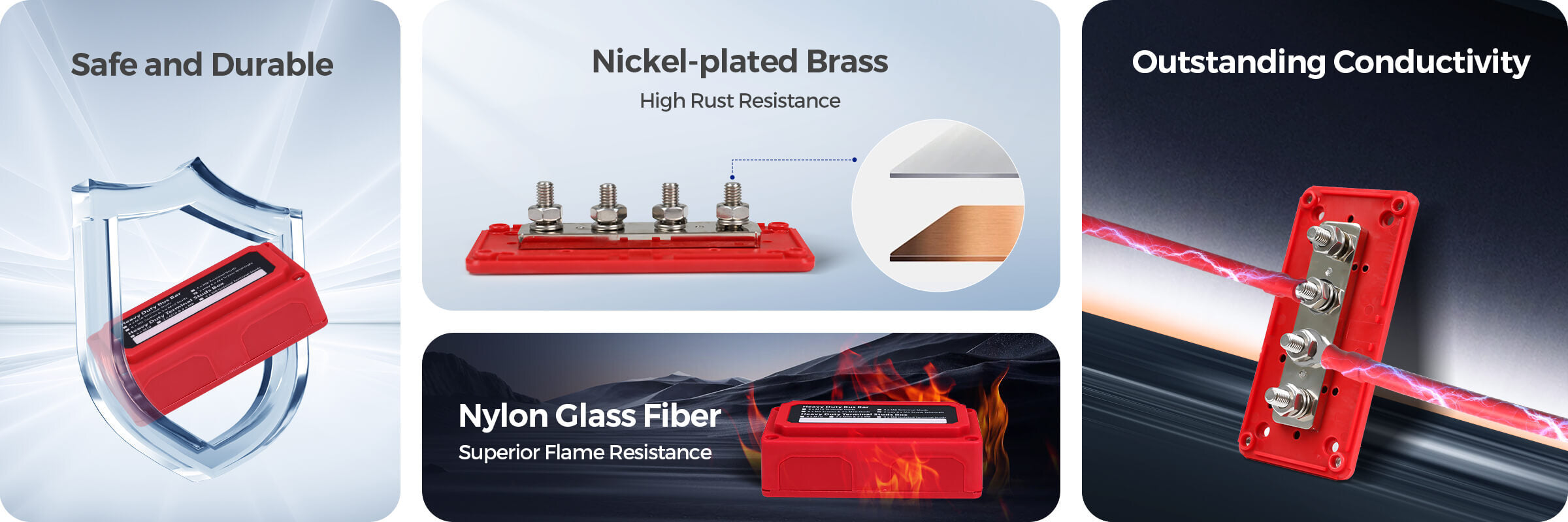 Renogy 300A busbar durability and conductivity features