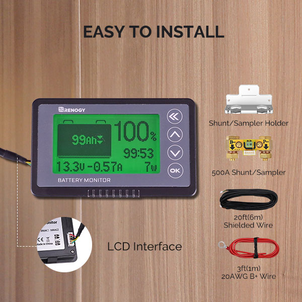 Renogy 500A battery monitor installation components