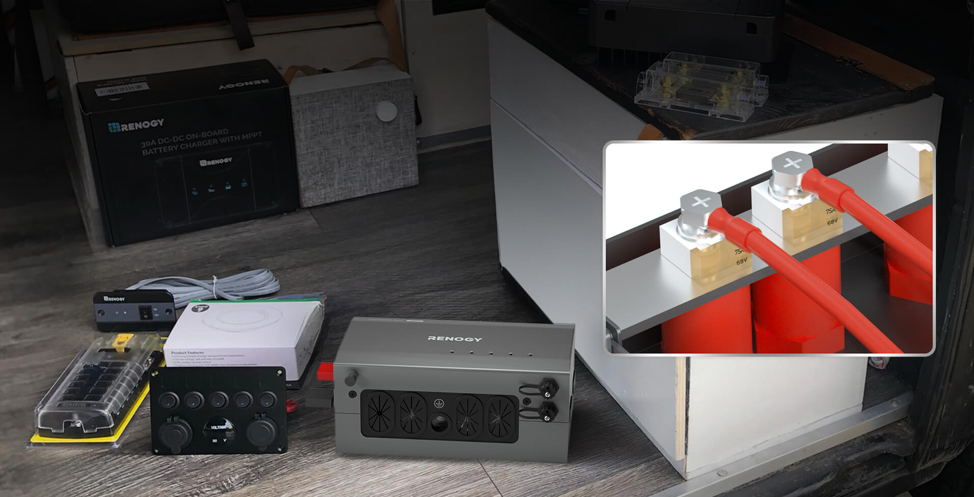 Renogy MRBF fuse mounted to terminal connection