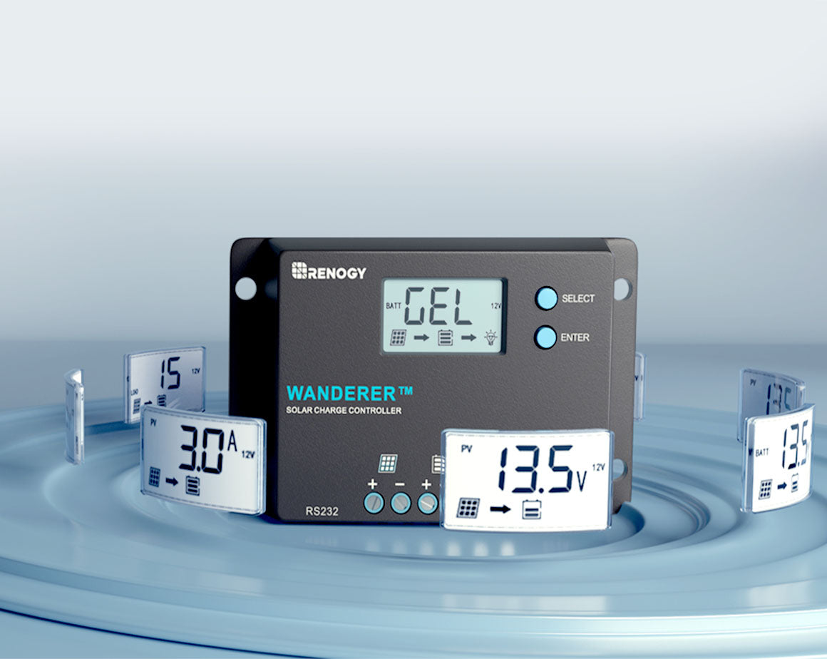 Renogy Wanderer 10A LCD system monitoring