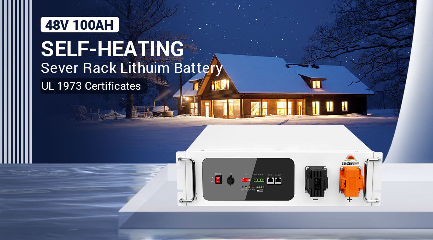 SunGoldPower SGH48100T 48V 100Ah self-heating server rack lithium battery for cold weather energy storage