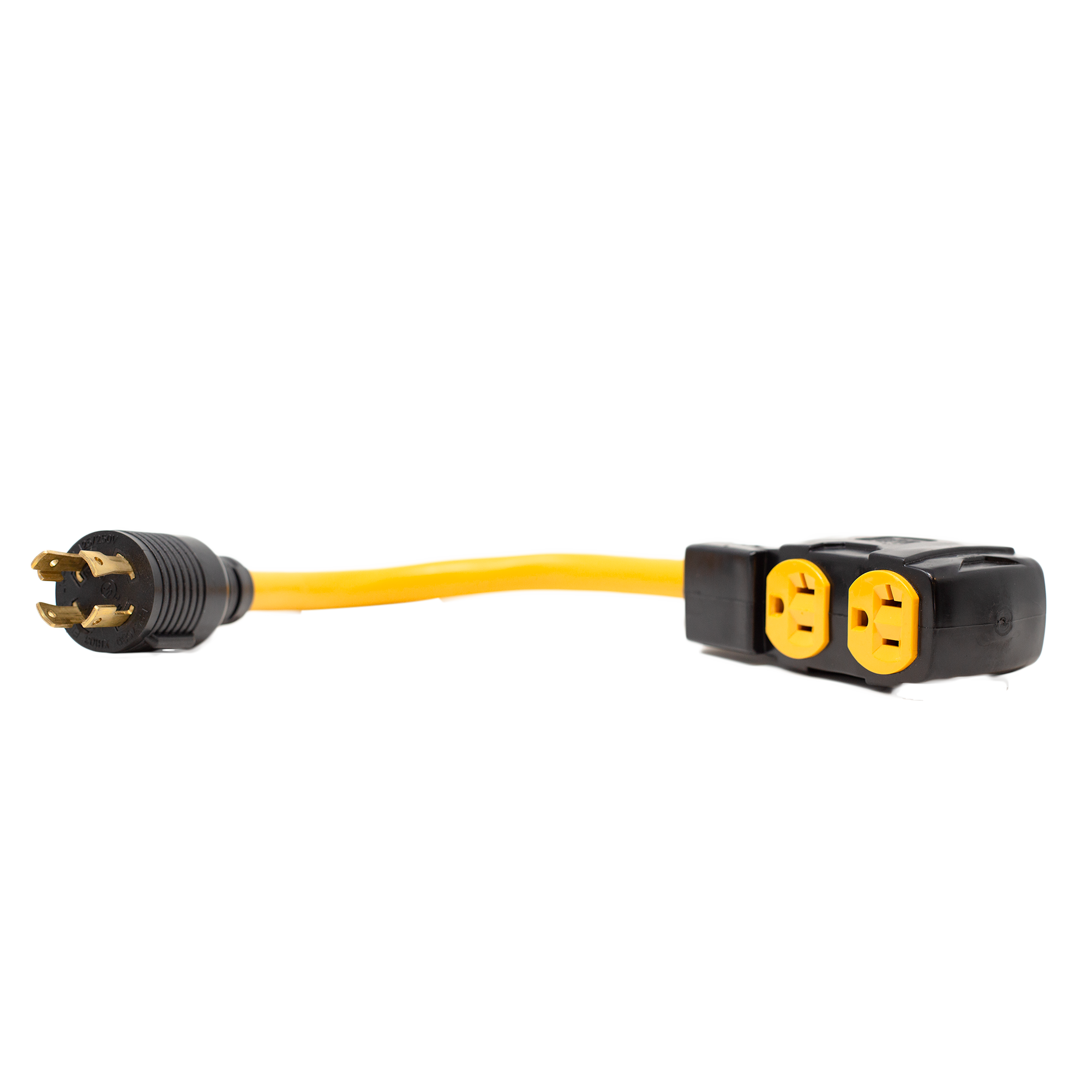 Heavy Duty L14-30P to (4) 5-20R Short Power Cord With Attachment Clips