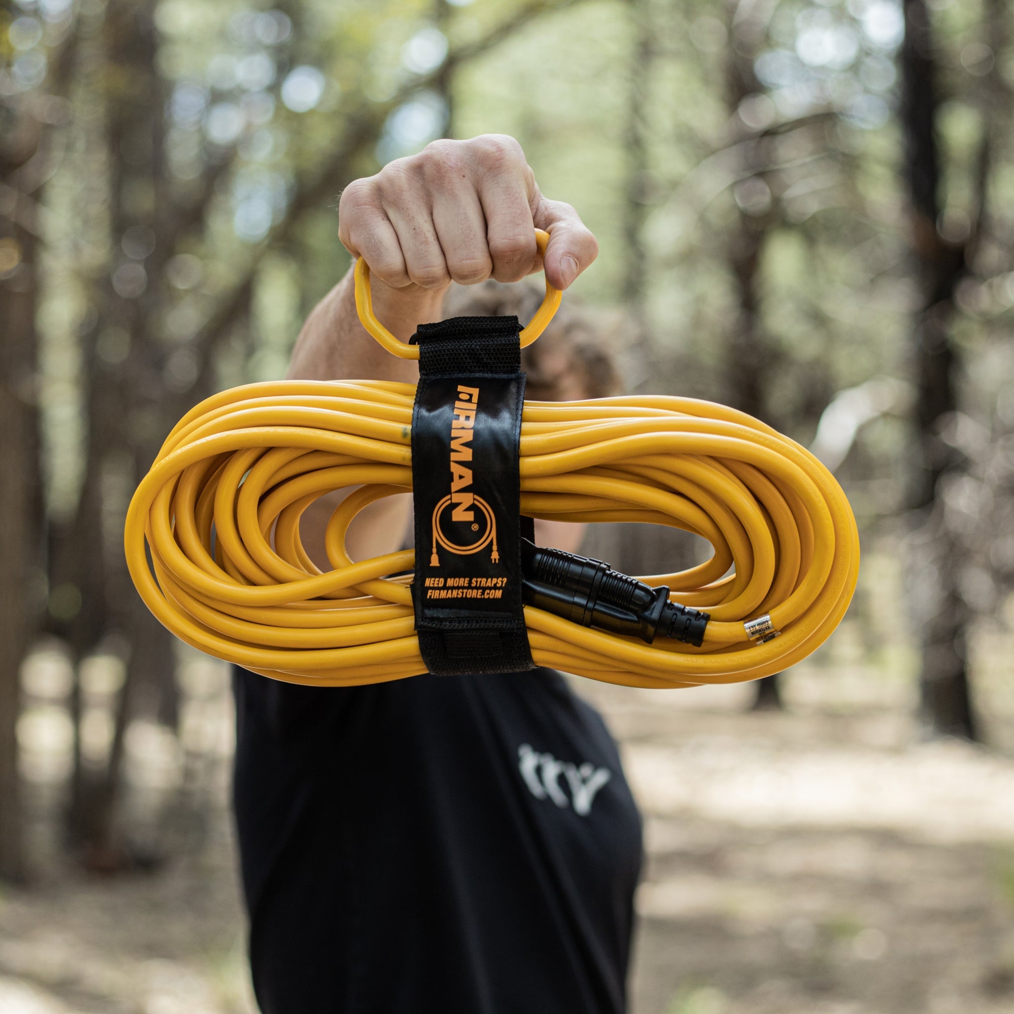 50ft Medium Duty 5-15P to 5-15R Generator Utility Power Cord With Storage Strap