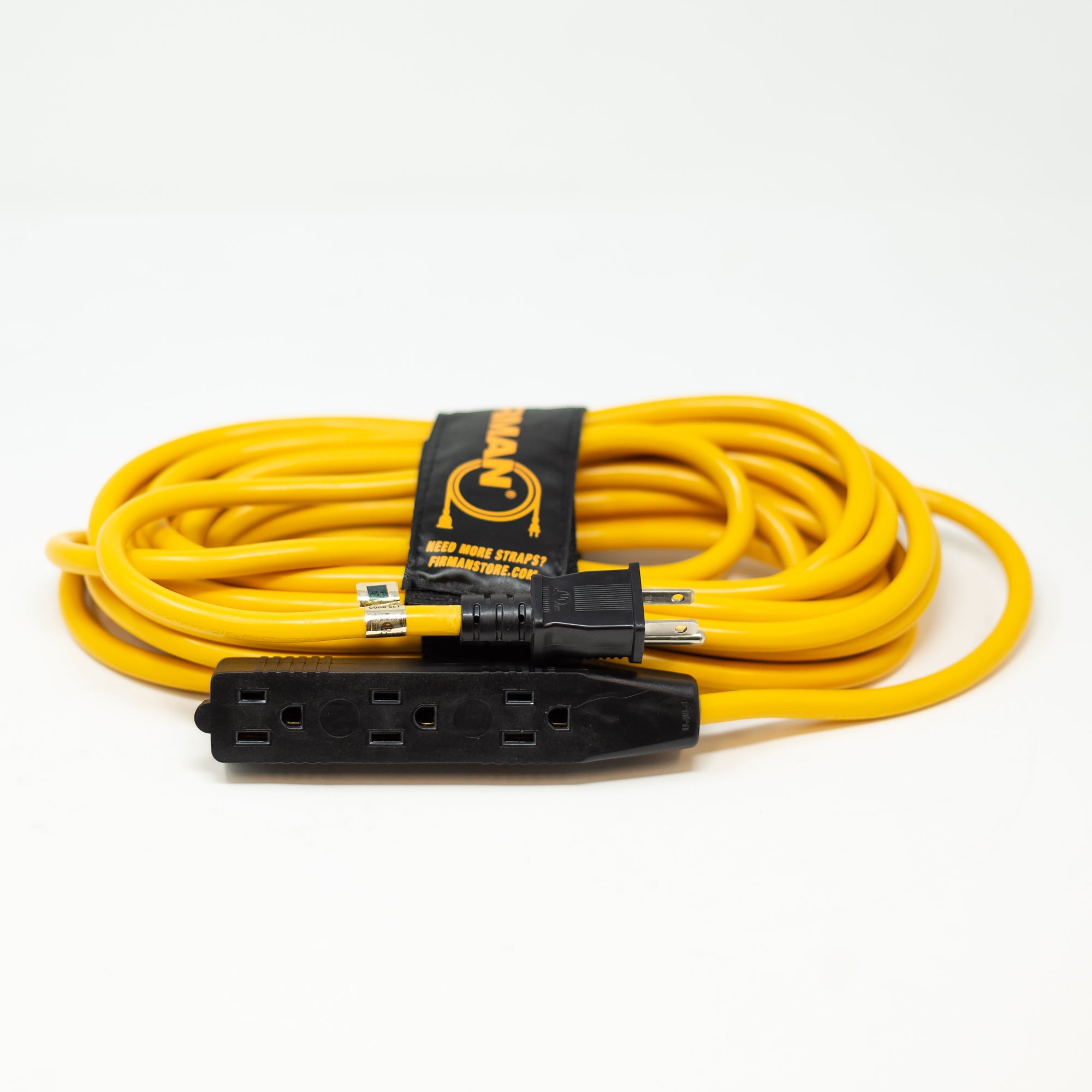 25ft Medium Duty 5-15P to (3) 5-15R Generator Utility Power Cord With Storage Strap