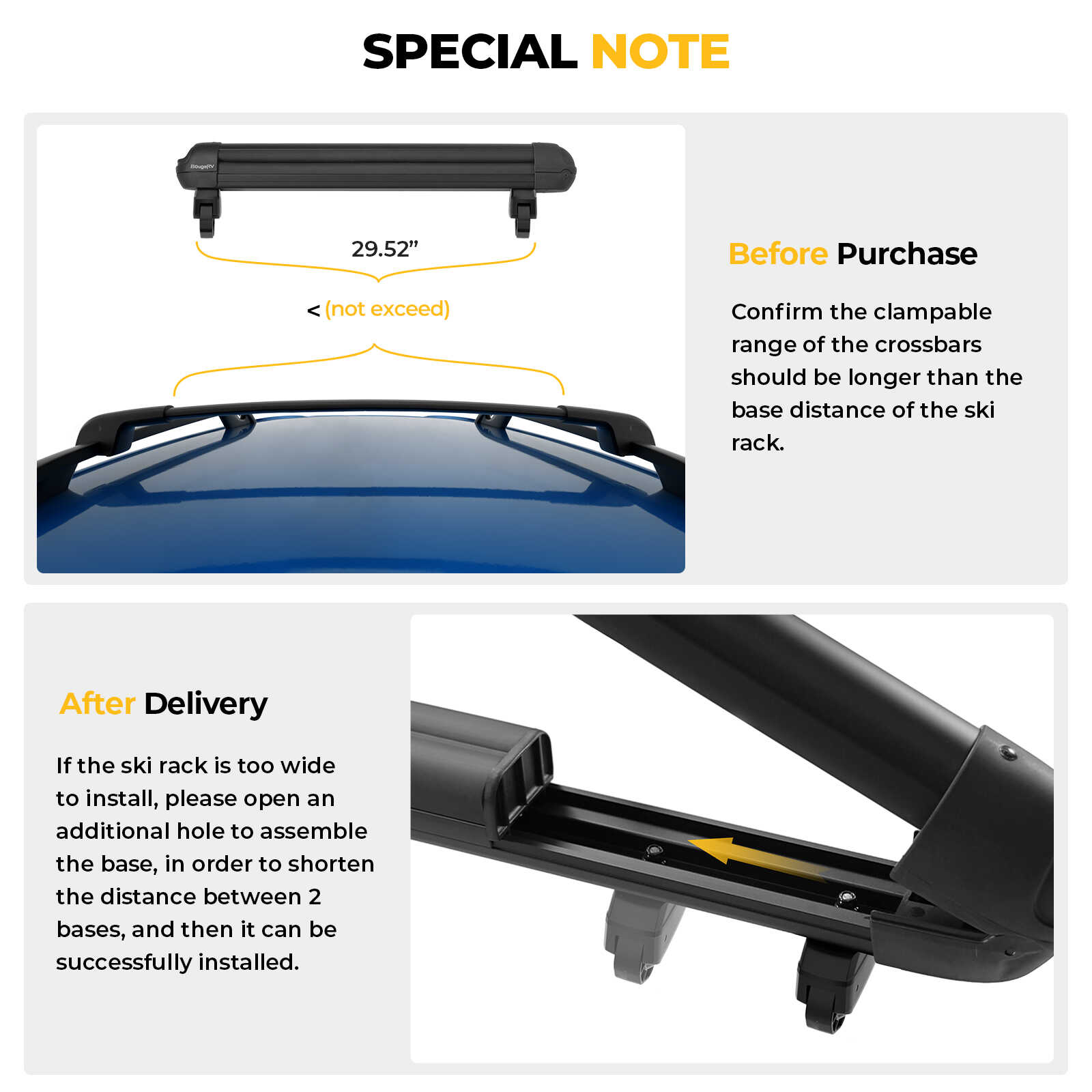 BougeRV 28'' Ski & Snowboard Racks with Anti-Theft Lock