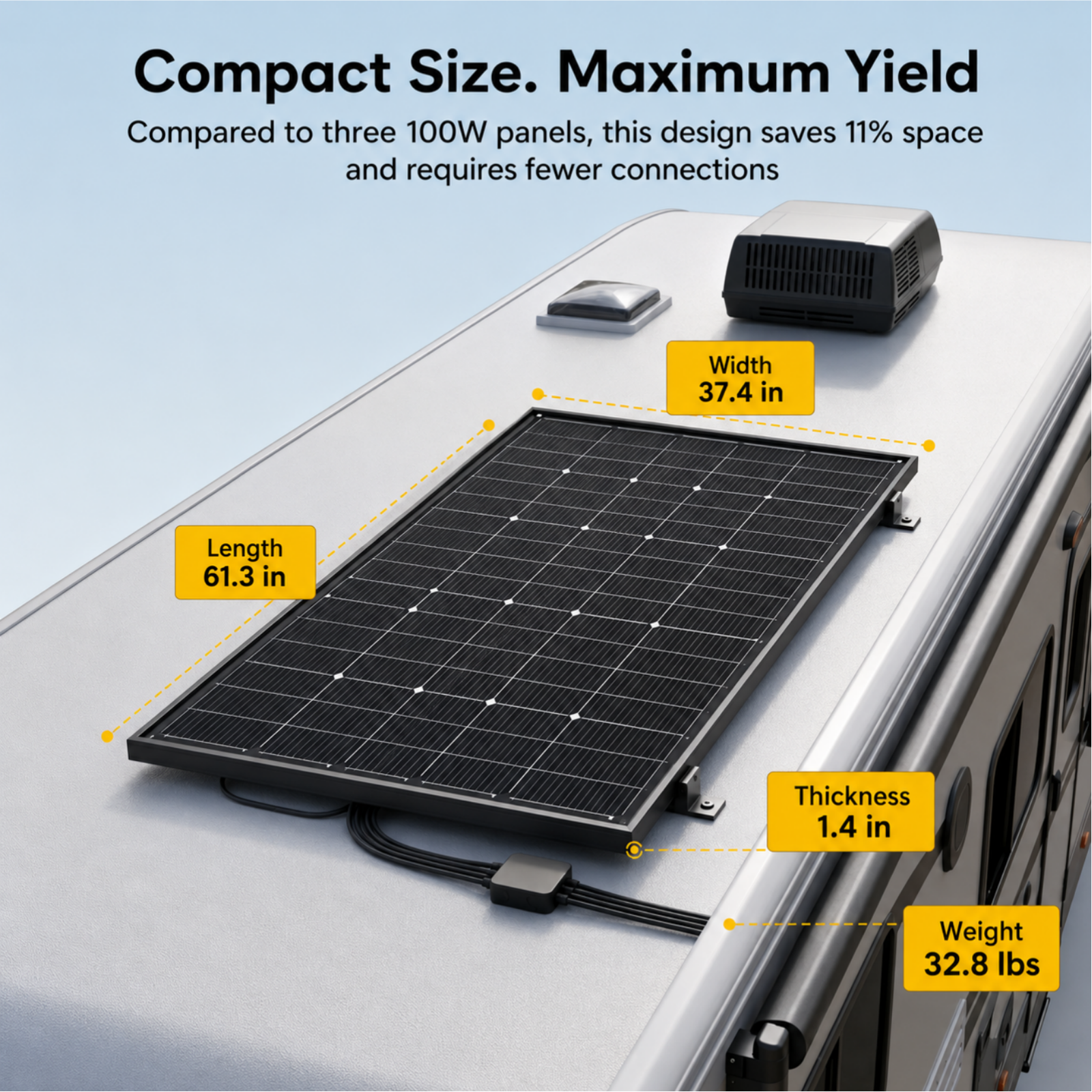 BougeRV 300 Watt N-Type Rigid Bifacial 16BB Mono Solar Panel