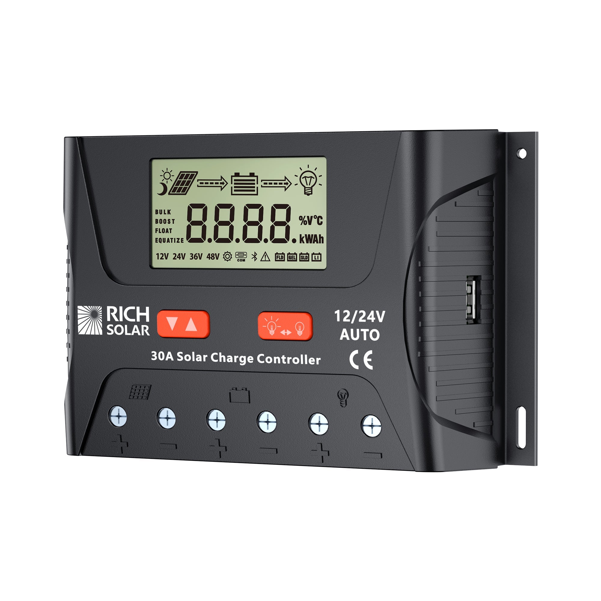 Rich Solar BRAVO LEGEND 30 | 30 Amp PWM Solar Charge Controller | 12V/24V Auto 30A PWM Controller for RVs, Trailers, Campers, Vans, Boats, Off-Grid