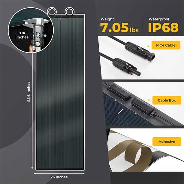 BougeRV 400W 12V CIGS Flexible Solar System Kit (Pre-Punched Holes)