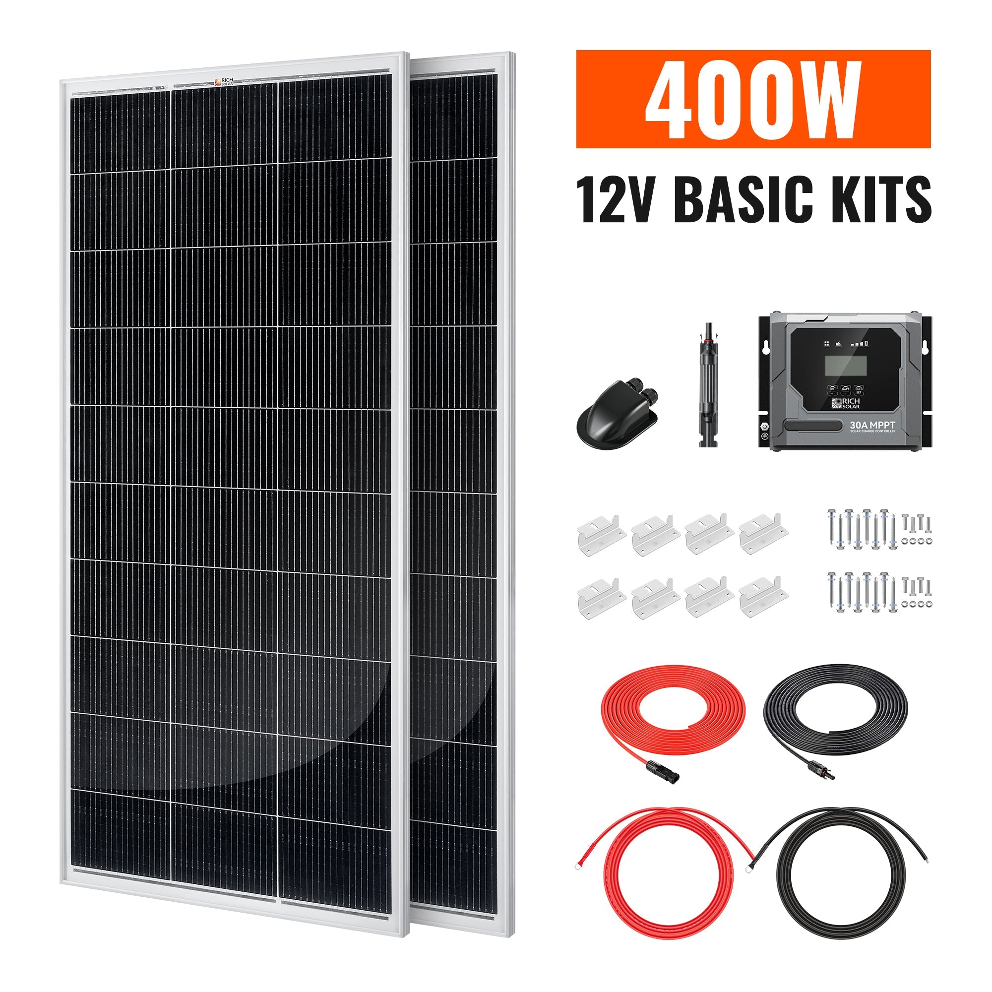 Rich Solar 400 Watt Solar Kit | Solar Panel & Charge Controller Kit for RVs, Vans & Off-Grid Applications | Expandable Solar Charging