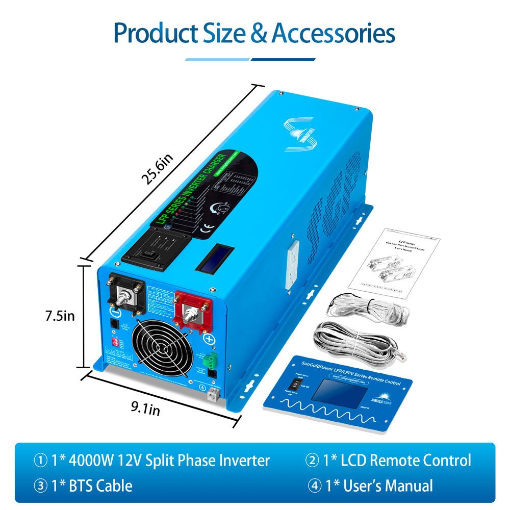 Low Frequency Inverter 4000W-DC12V (split phase) AC input 240V AC output 120V and 240V