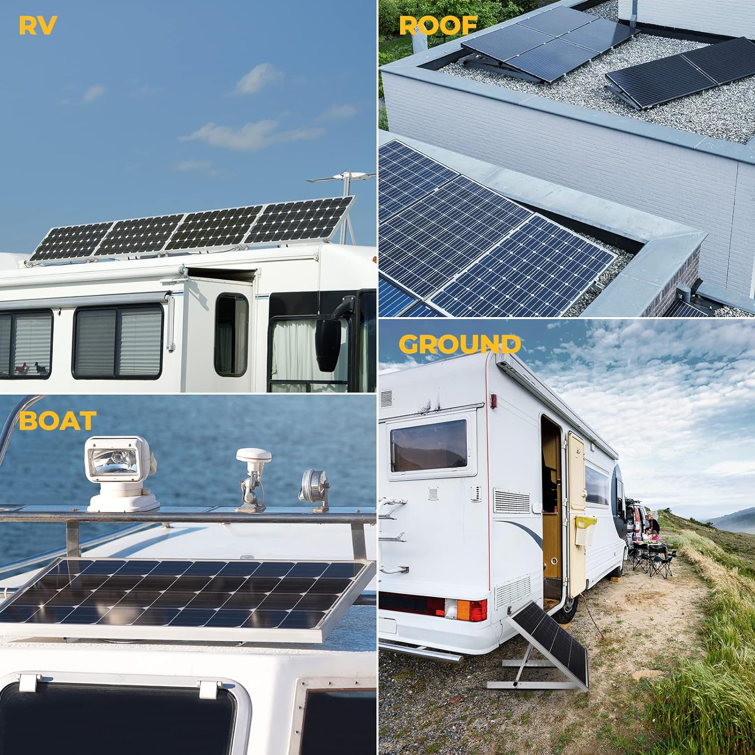 BougeRV 58in Adjustable Solar Panel Tilt Mount Brackets with Foldable Tilt Legs