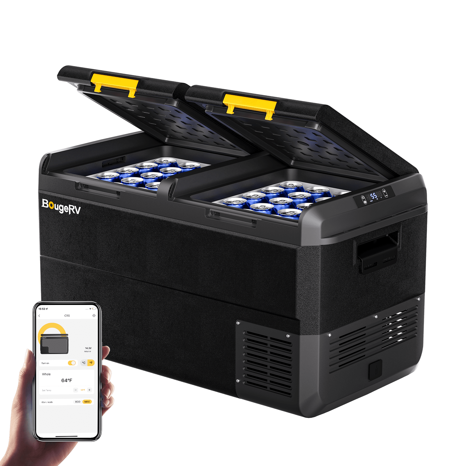 BougeRV CRS 79 Quart 12V Dual Zone Car Fridge Freezer