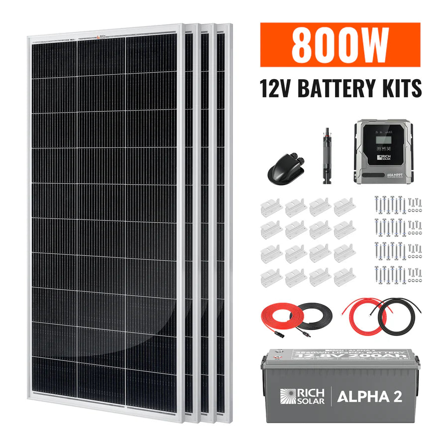 Rich Solar 800 Watt Solar Kit | Solar Panel & Charge Controller Kit for RVs, Vans & Off-Grid Applications | Expandable Solar Charging