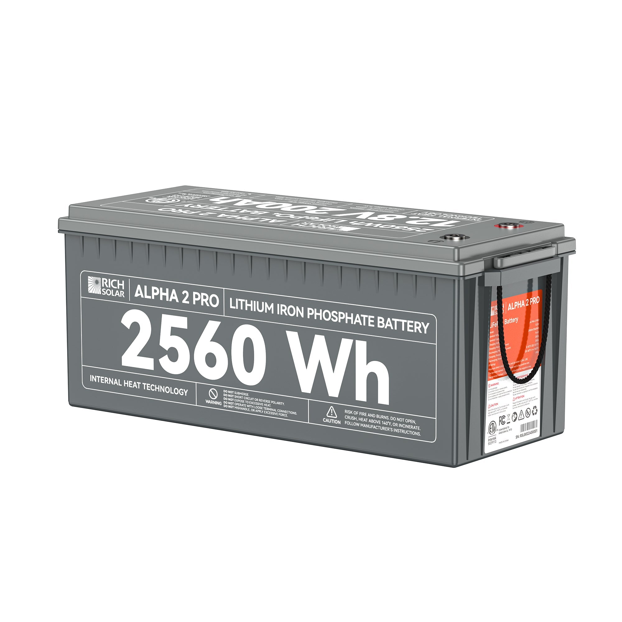 Rich Solar ALPHA 2 PRO | 12V 200Ah LiFePO4 Battery | Premium 12V Lithium Battery for RVs, Cabins, Tiny Homes | 7,000 Lifetime Cycles | 10 Year Warranty | UL1973 Certified