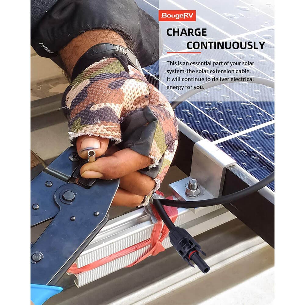 BougeRV 12AWG Solar Extension Cable with Extra Free Connectors(xx FT Red+xx FT Black)