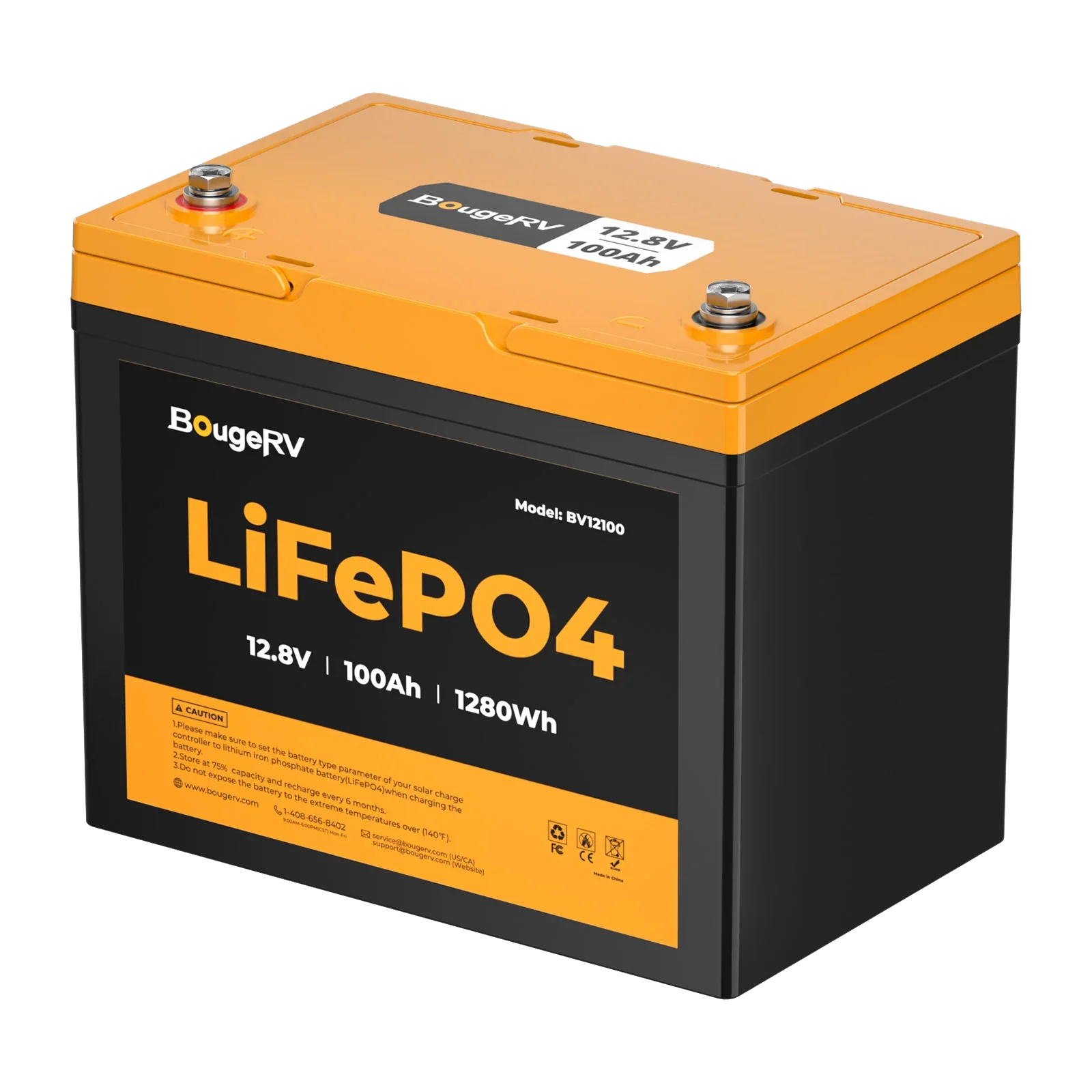 BougeRV 12V 100Ah Group 24 Solar LiFePO4 Battery