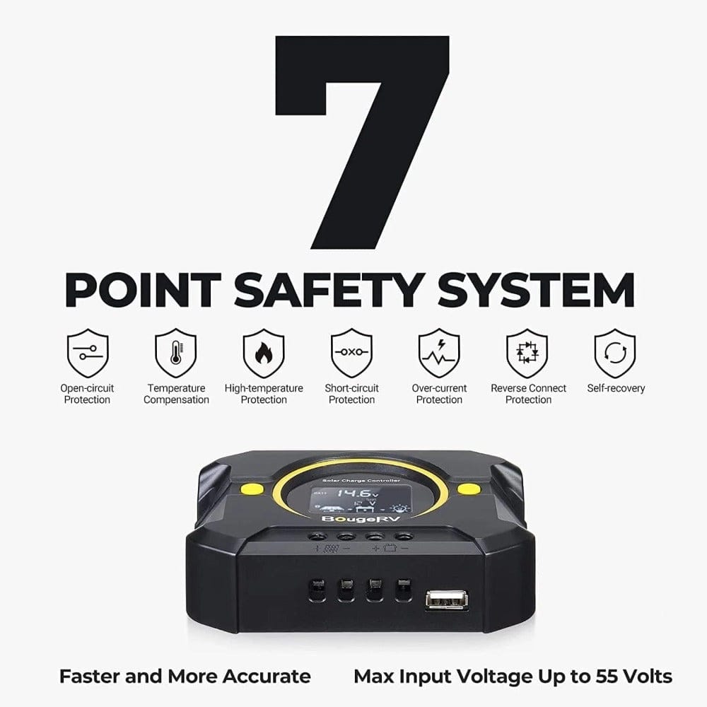 BougeRV Li PWM Solar Charge Controller 12V 24V