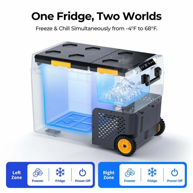 BougeRV New CRD2 V2.0 52QT Dual Zone 12V Portable Fridge