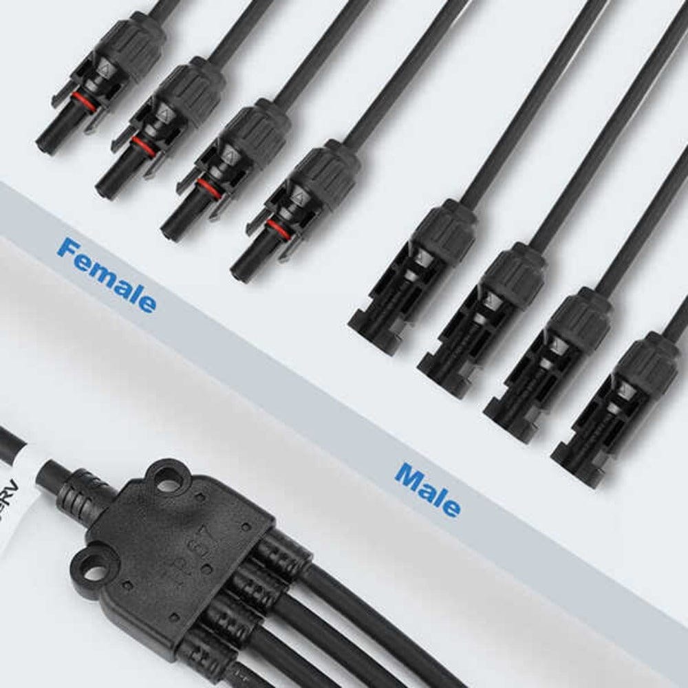 BougeRV Y Branch Parallel Connectors Extra Long 4 to 1 Solar Cable