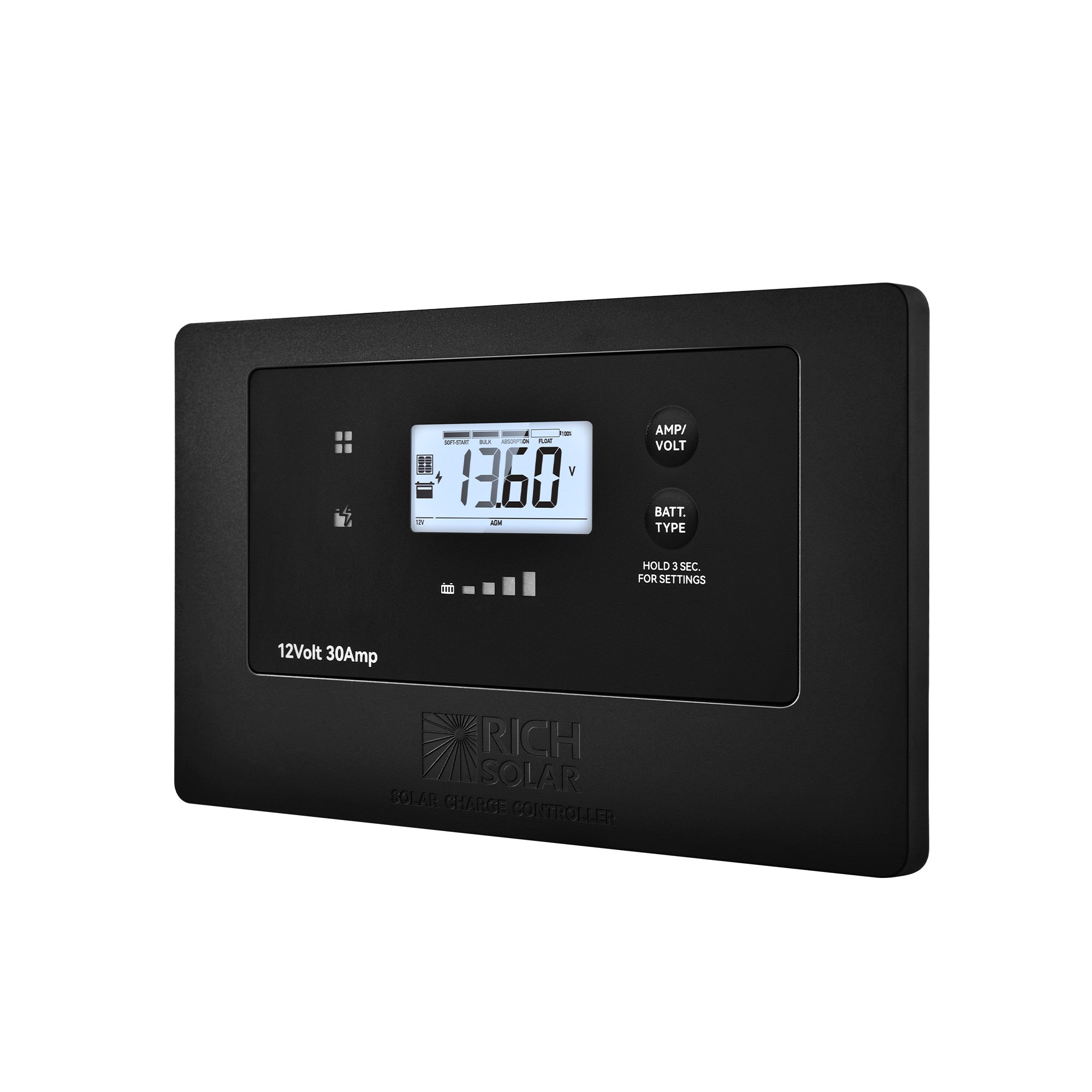 Rich Solar BRAVO AIR 30 | 30A Flush Mount PWM Solar Charge Controller | Bluetooth & Multi-Protection | Premium 12V 30A Controller for RVs, Trailers, Campers, Vans & Boats