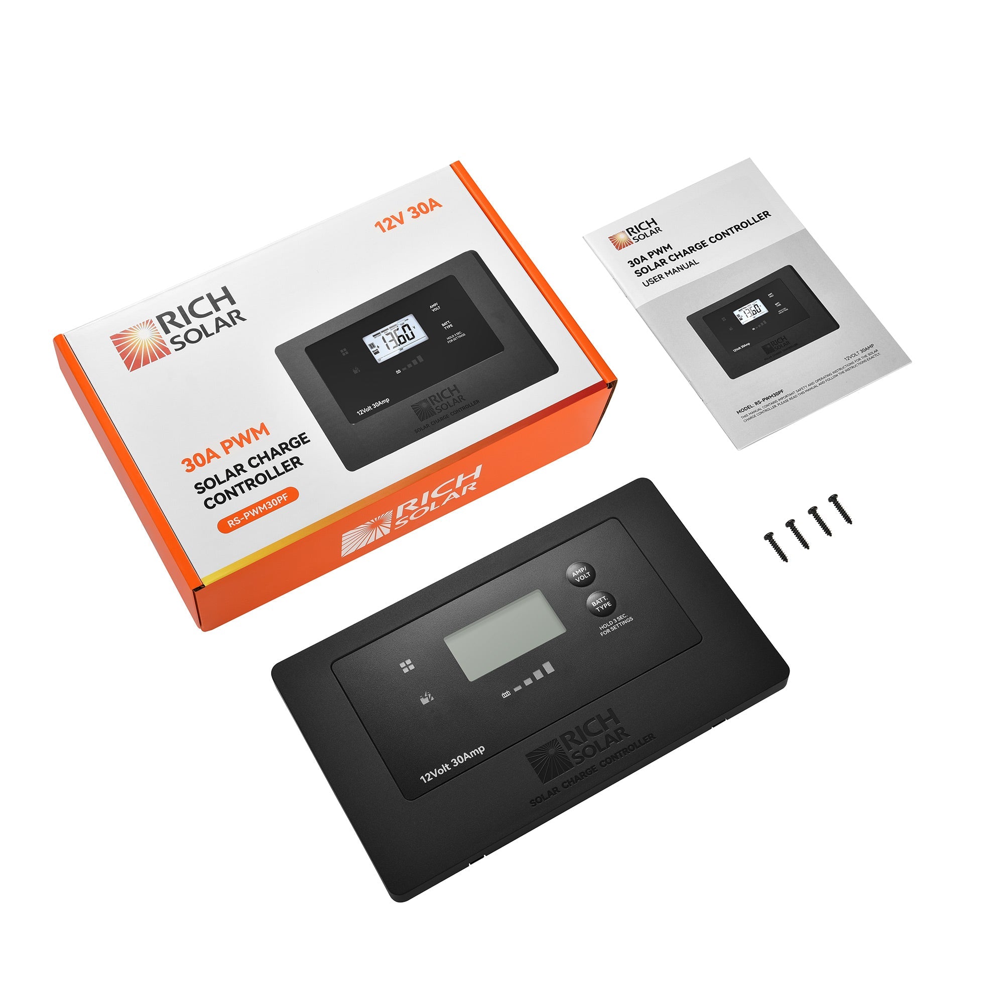 Rich Solar BRAVO AIR 30 | 30A Flush Mount PWM Solar Charge Controller | Bluetooth & Multi-Protection | Premium 12V 30A Controller for RVs, Trailers, Campers, Vans & Boats