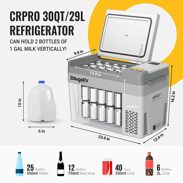 CRPRO30 30 Quart Portable Car Fridge White With 266Wh Power Station