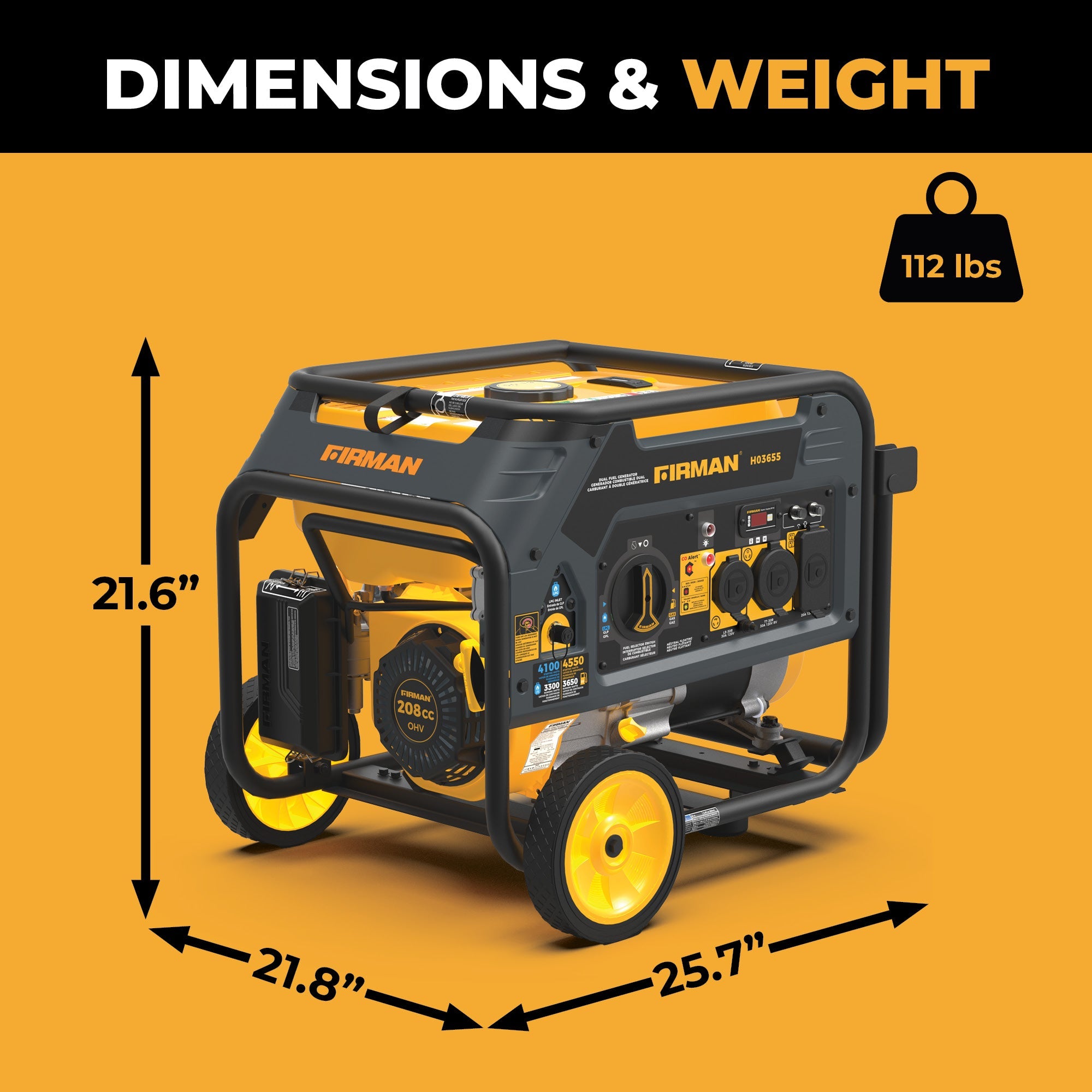 Dual Fuel Portable Generator 4550/3650W Recoil Start