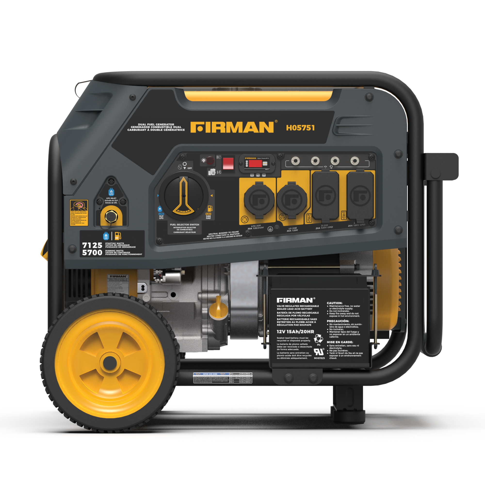 Dual Fuel Portable Generator 7125/5700W Electric Start 120/240V